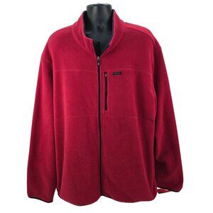 Izod Polar Fleece Jacket Men’s 2XL Tall Red Full Zip Outdoor Warm Layer NEW